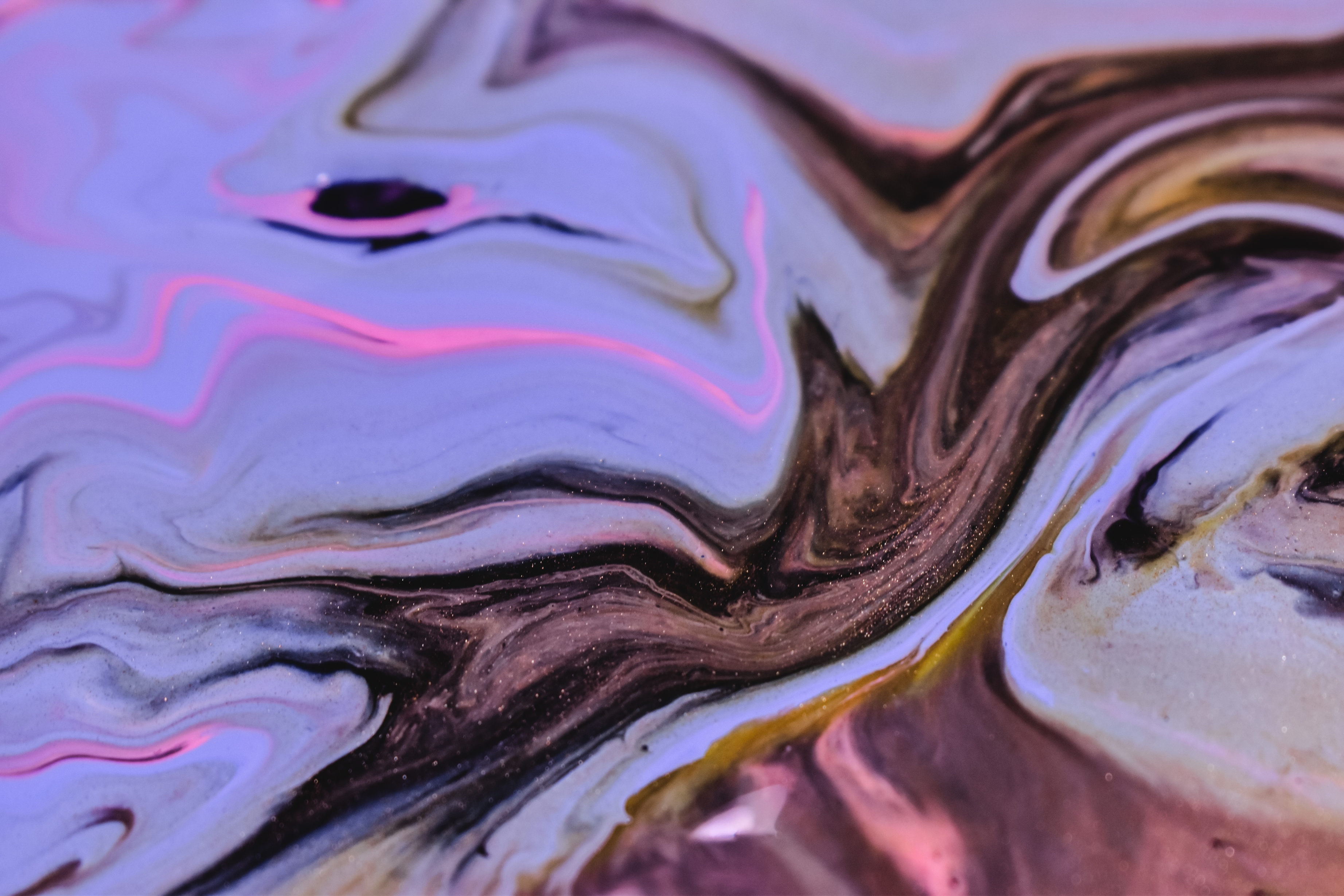 Mix of blue and pink inks